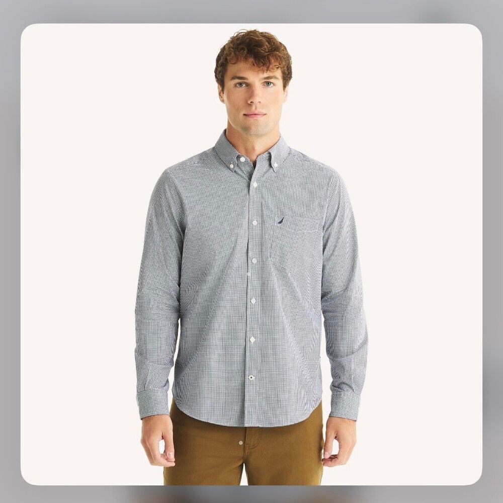 NWT Nautica XL 100 percent cotton blue collar shirt button down (w1)